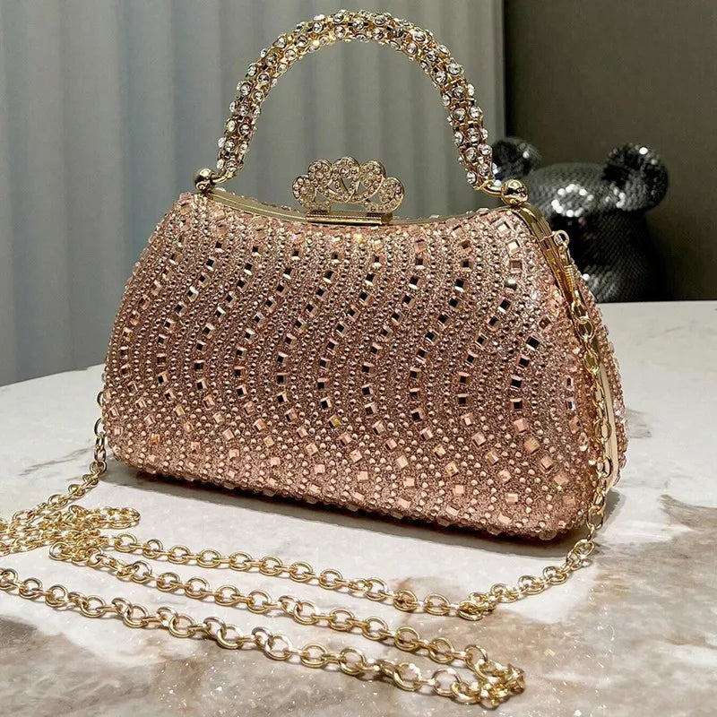 2024 New Luxury Fashion Diamonds Women's Handbags Full Rhinestone Design Party Clutch Bag Portable Tote Shoulder Messenger Bags