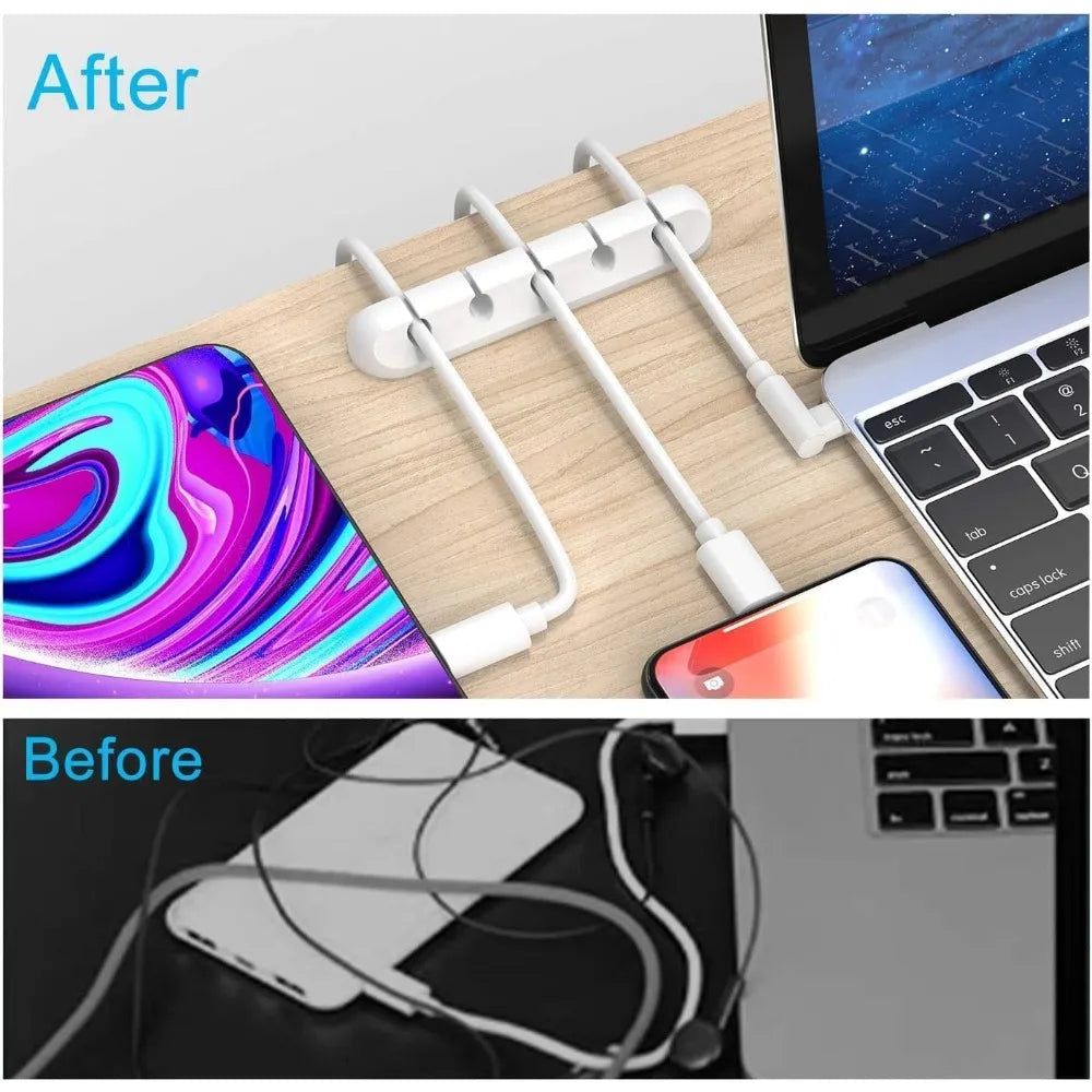 Cable Cord Wire Organizer Silicone USB Cable Winder Management Clips Self Adhesive for Mouse Keyboard Headset For iPhone Huawei