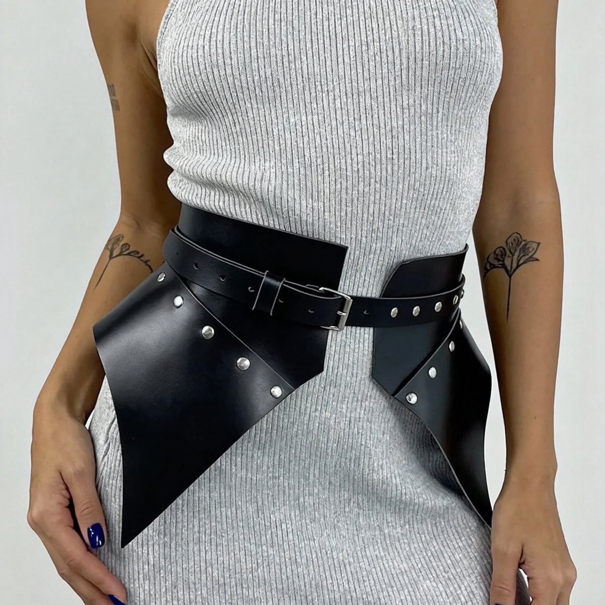 Fashion PU Leather Corset Belt, Gothic Wide Peplum Waist Cincher Belt, Corset Belt Skirt Street Style Daily Outfit.