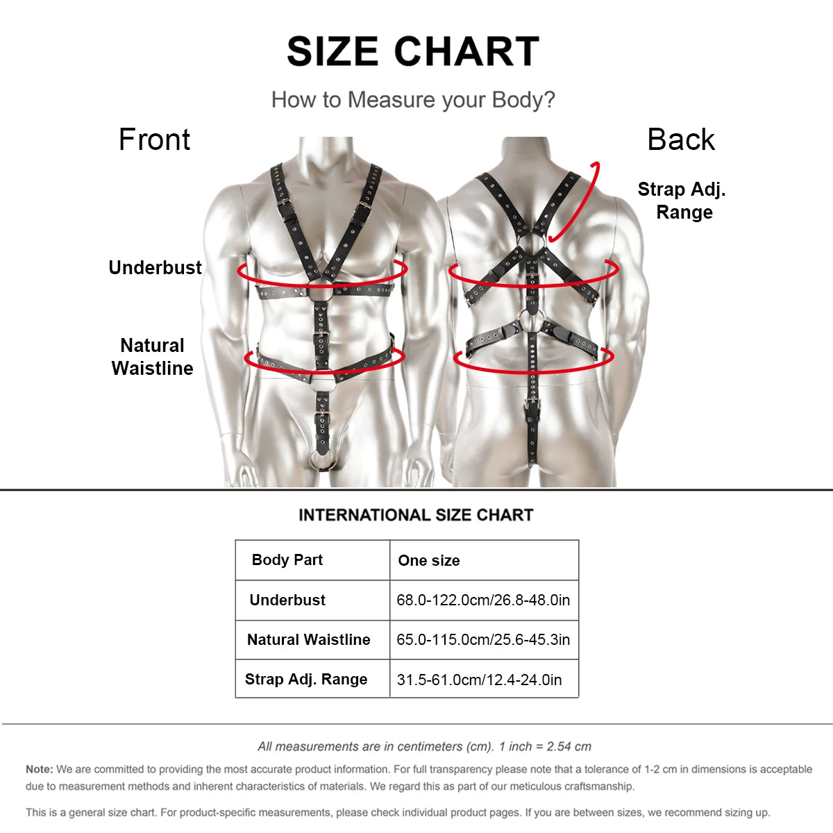 Men Punk Gothic PU Leather Body Harness with O‑Ring Decor Suspender Set, Adjustable Festival Cosplay Party Decor Accessory
