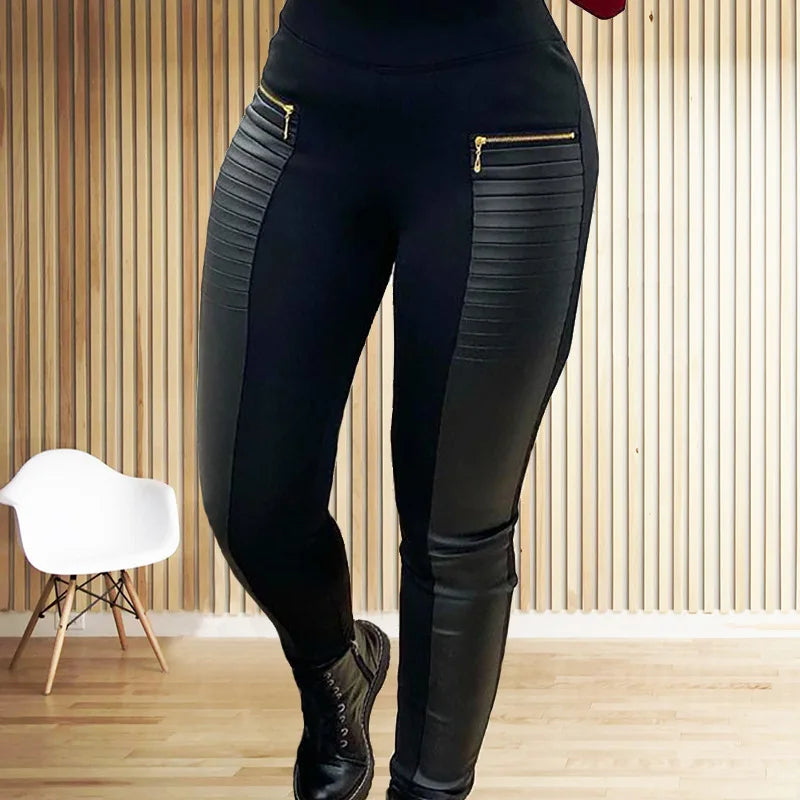 Women Long Pants Sexy Sheah Pencil Pant Slim Streetwear High Waist Zipper Mom Casual Streetwear Elegant Splice Y2k Capris