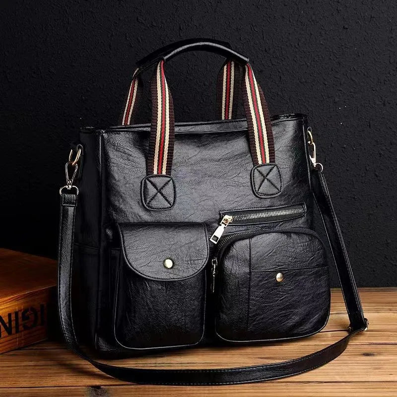 Damenhandtasche Damen-Umhängetasche Modische Geldbörse Vintage-Ledertasche Große Kapazität Handtasche Geneigte Umhängetasche Mamas Tasche