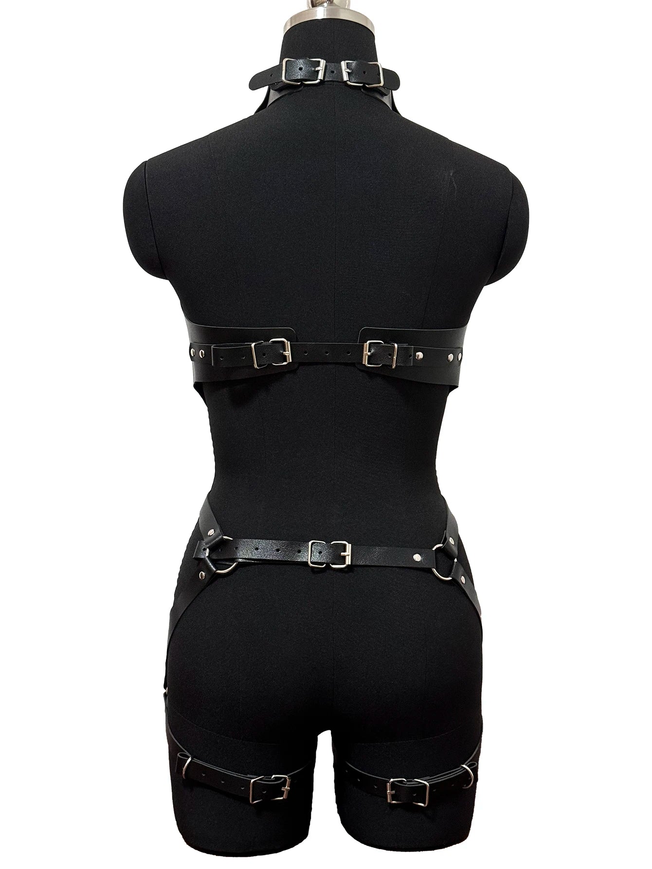Women's Sexy PU Leather Harness Set Gothic Suspenders Lingerie Erotic Body Garters Belts Fetish Clothing Accessory
