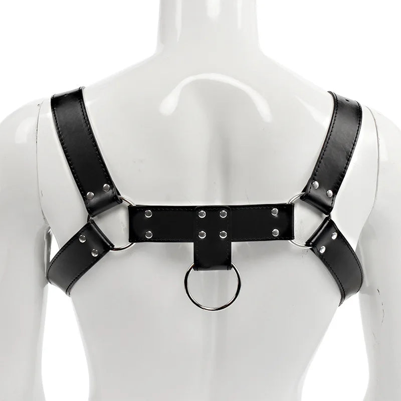 Fetish Male Lingerie Harness Men Body Leather Chest Suspender Belt Punk Costumes Adjustable Sexual Straps