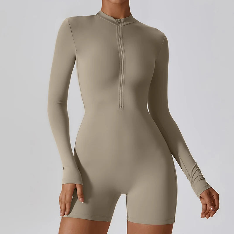 Sports Sets Women Gym Set Female Zipper Training Long Sleeve Yoga Clothes Sportswear Bodycon Jumpsuits Women Workout Outfits