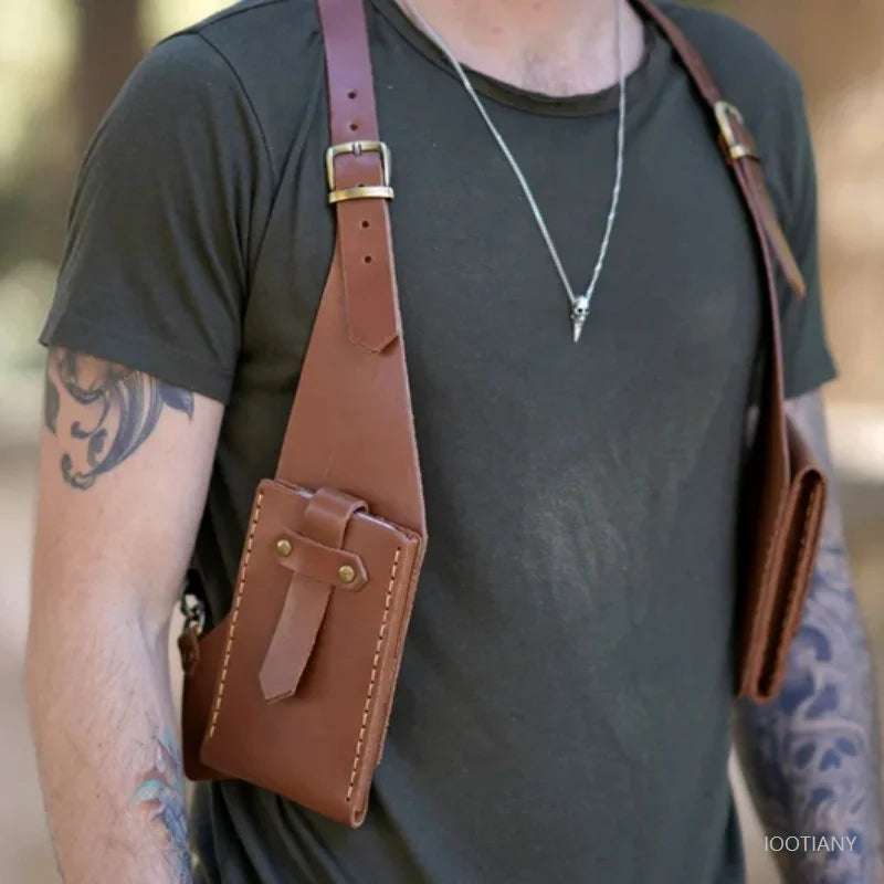 Cosplay Medieval Viking Anti-theft Hidden Underarm Vest Pocket Mobile Phone Shoulder Holster Bag Double Pocket Hidden Wallet