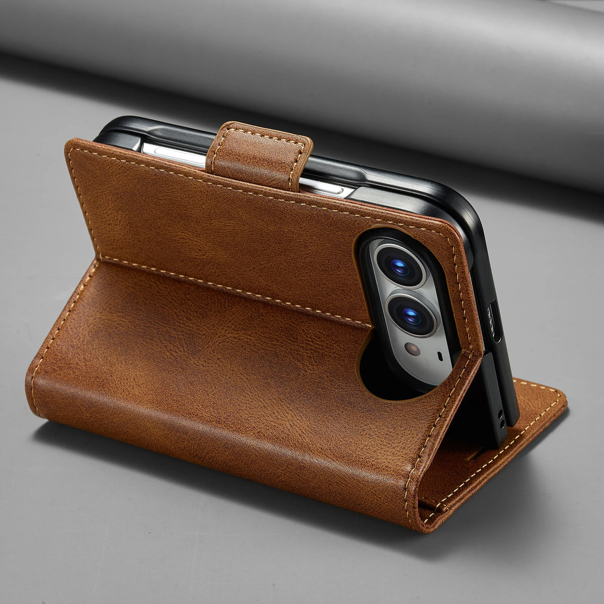 Business Leather Wallet Phone Case For Apple iPhone Duo RFID Blocking Credit Card Holder Hinge Protective Shockproof Full Cover
