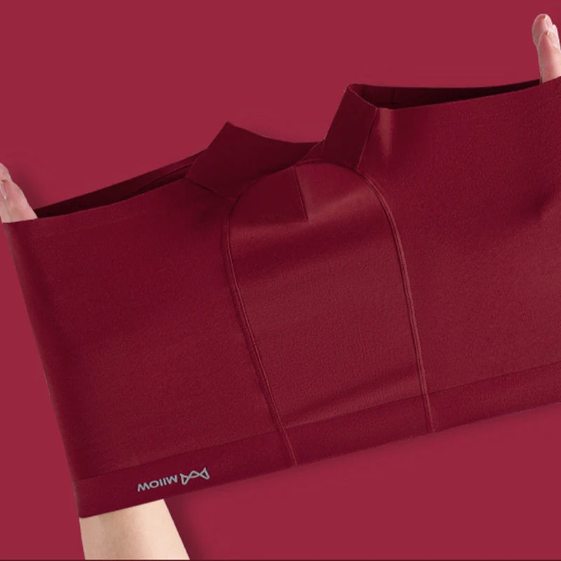 MiiOW 4Pcs Cotton Autumn Winter Men Underwear Lucky Red Men's Panties 7A Antibacterial Mens Underpants Plus Size Man Boxer L-5XL