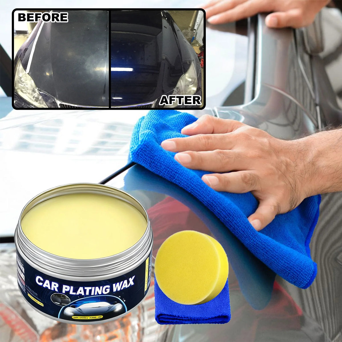 Car Nano Ceramic Coating Wax All-in-One Car Polish Scratch Removal Hydrophobic Sealant for Deep Gloss & Long Lasting Protection
