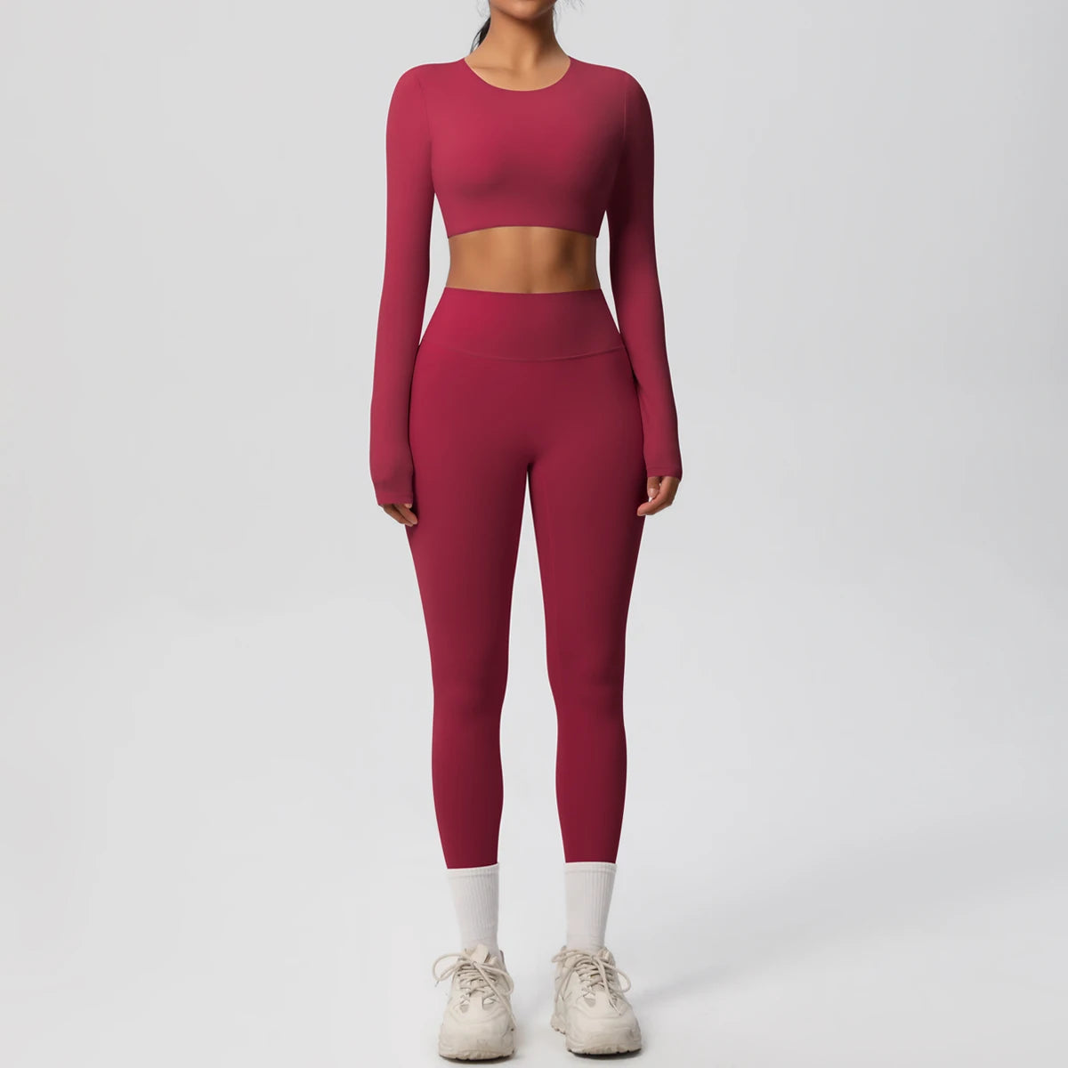 Yoga Set Women's Sportswear Yoga Clothes Fitness Long Sleeve With Padded Tracksuits Sports Suit Gym Top High Waist Leggings Sets