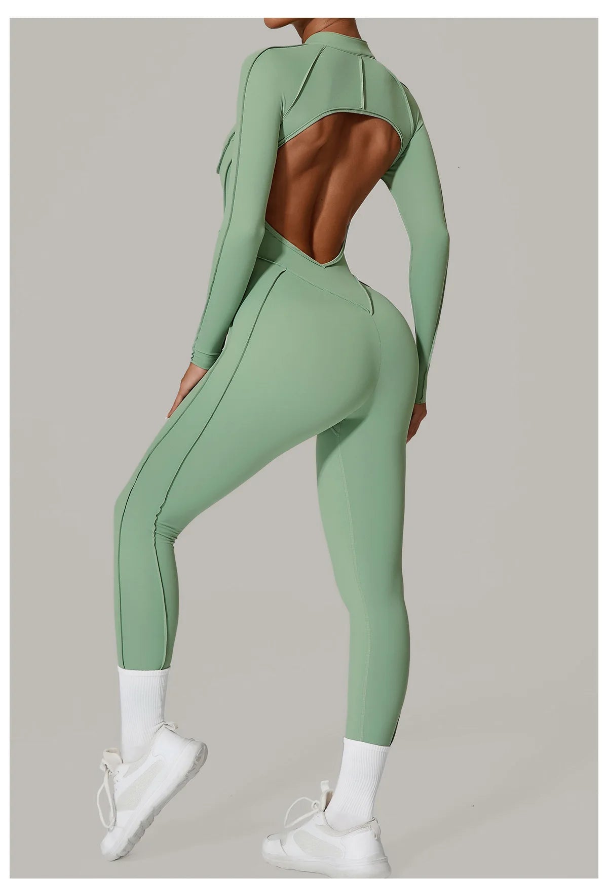 Women's Tracksuit Gym Workout Sports Clothes Outfit Zipper Jumpsuit Yoga Fitness Overalls Set Open Back Bodysuits Suit for Women