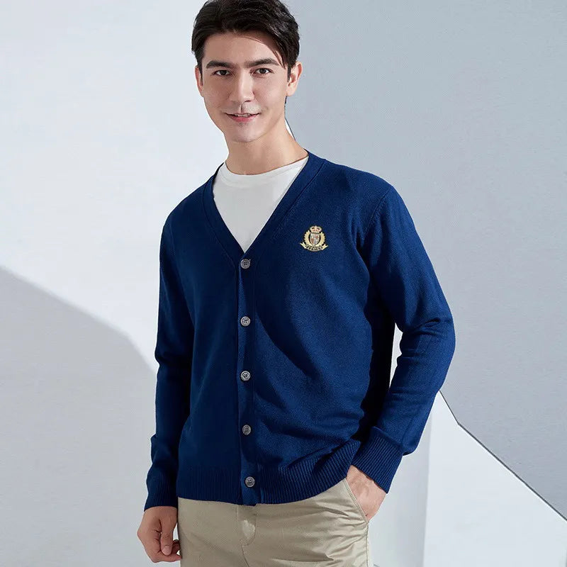 Autumn Winter Men's Cashmere V-neck cardigan Sweater Merino Wool Large Size Knitwear Quality Soft Casual Jumpers jacket Coat