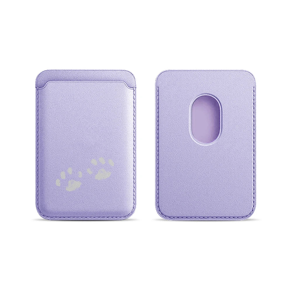 Cute Paw Bean Leather Card Wallet Cover Phone Card Holder Magnetic Case Suitable For all iPhone for Magsafe Card  Phone Back Bag