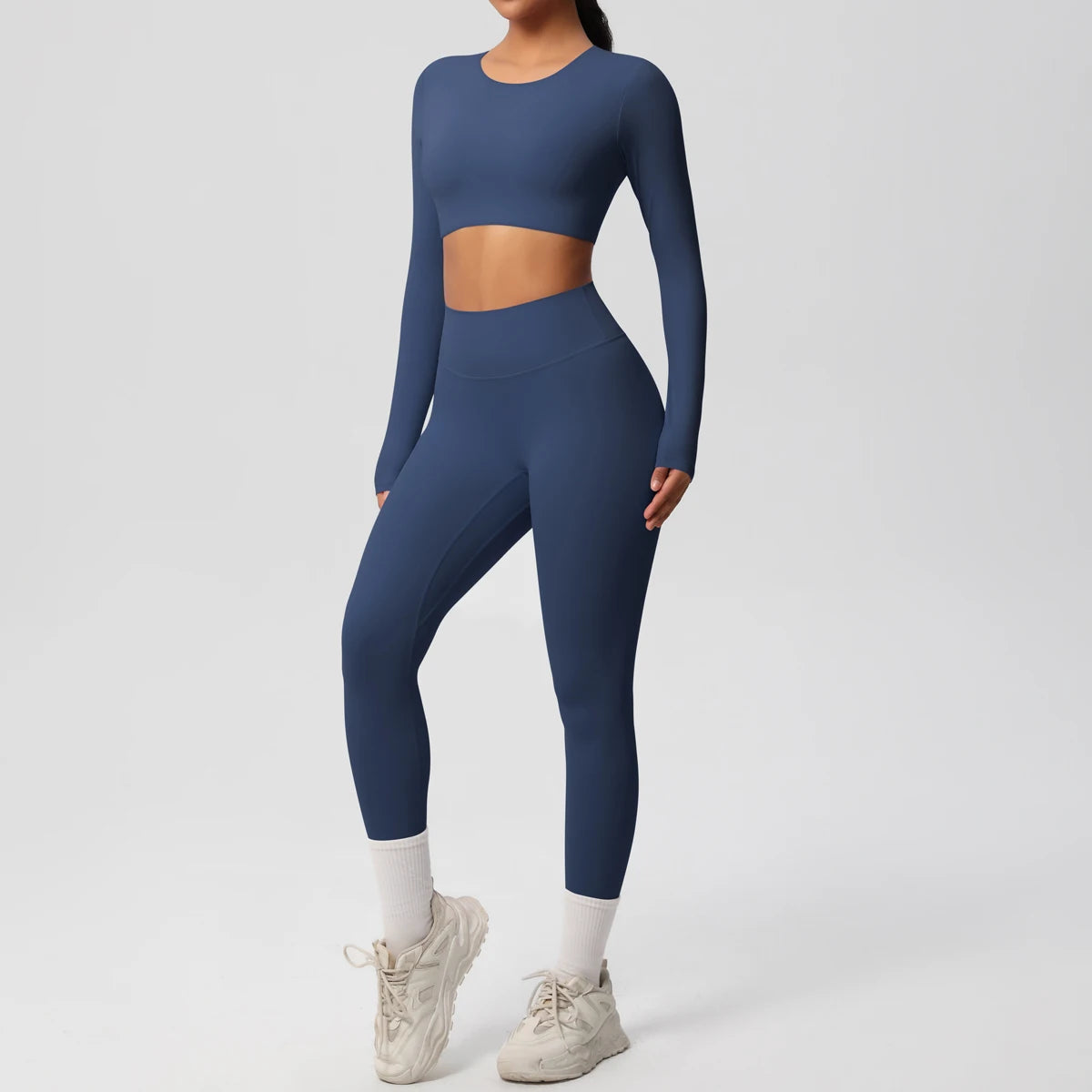 Yoga Set Women's Sportswear Yoga Clothes Fitness Long Sleeve With Padded Tracksuits Sports Suit Gym Top High Waist Leggings Sets