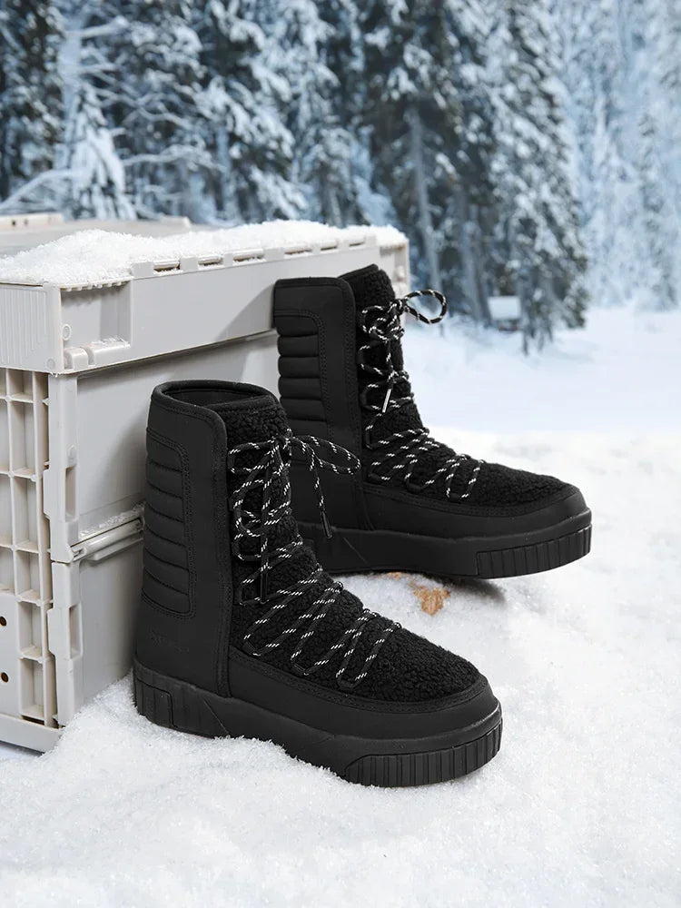 XIANG GUAN Outdoor Kältebeständige WanderschuheTurnschuhe Winter Damen Schneestiefel wasserdichte Bergschuhe Camping Casual Sneakers