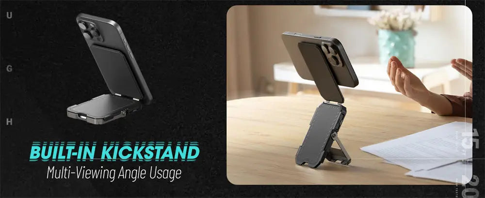 Magnetic Tripod Phone Stand Credit Card Holder for iPhone 16/15/14/13/12 SUPCASE Adjustable Phone Stand Compatible with MagSafe