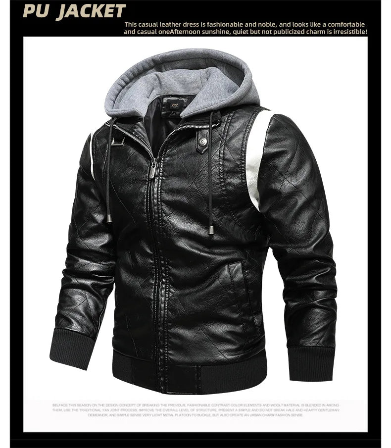 2023 herbst Winter herren Leder Jacke Hohe Qualität Korea Mode Jugend Mit Kapuze Leder Mäntel EUR Größe 3XL Blouson Homme hiver