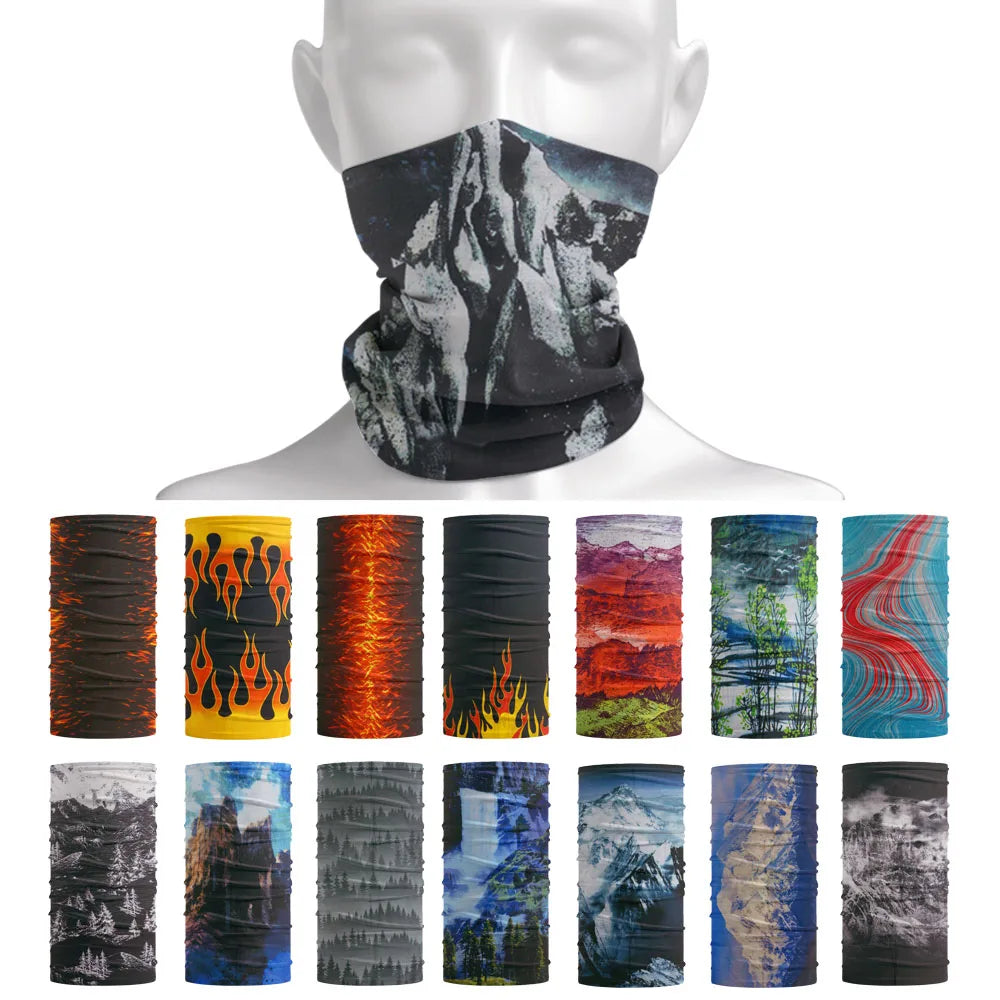 Männer Frauen Wandern Bandanas Nahtlose Schlauch Kopftuch Camping Hals Gamasche Abdeckung Feuer Landschaft Gedruckt Stirnband Snood Gesichtsschutz