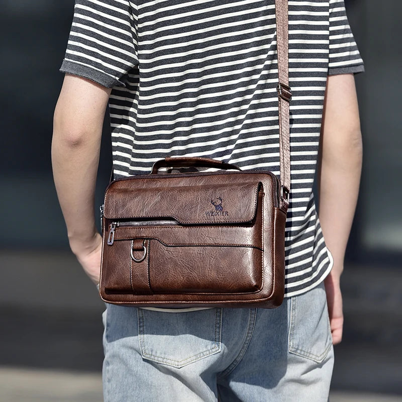 WEIXIER Shoulder Bag Men's Crossbody Bags PU Leather Handbag Capacity Men Messenger Bags Top handle Tote Bag for Male 가방 рюкзак