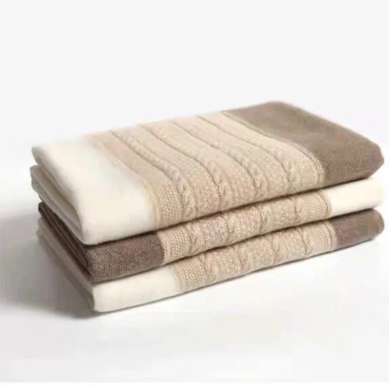 Neuer dreifarbiger Patchwork-Schal aus reiner Wolle für den Frühling, modischer und vielseitiger Schal, verlängerter und vergrößerter Schal