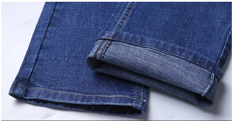 Men Fashion Straight Jeans Men New Stretch Slim Fit Pants Comfortable Soft Business Denim Trousers Male Brand Clothing