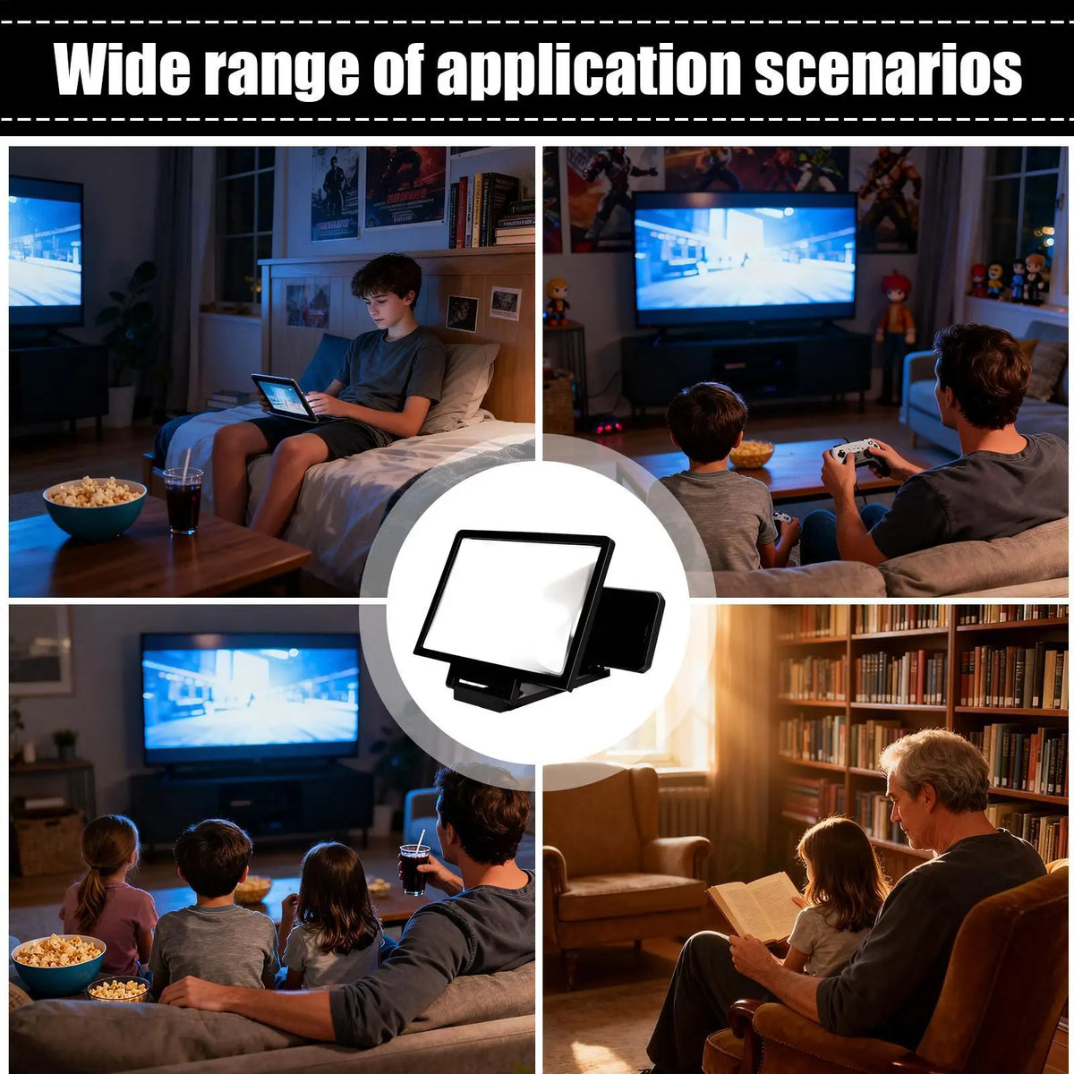 Portable Phone Screen Magnifier for Daily Reading Learning Movie Streaming Enlarged Screen Phone Stand Bracket Tool