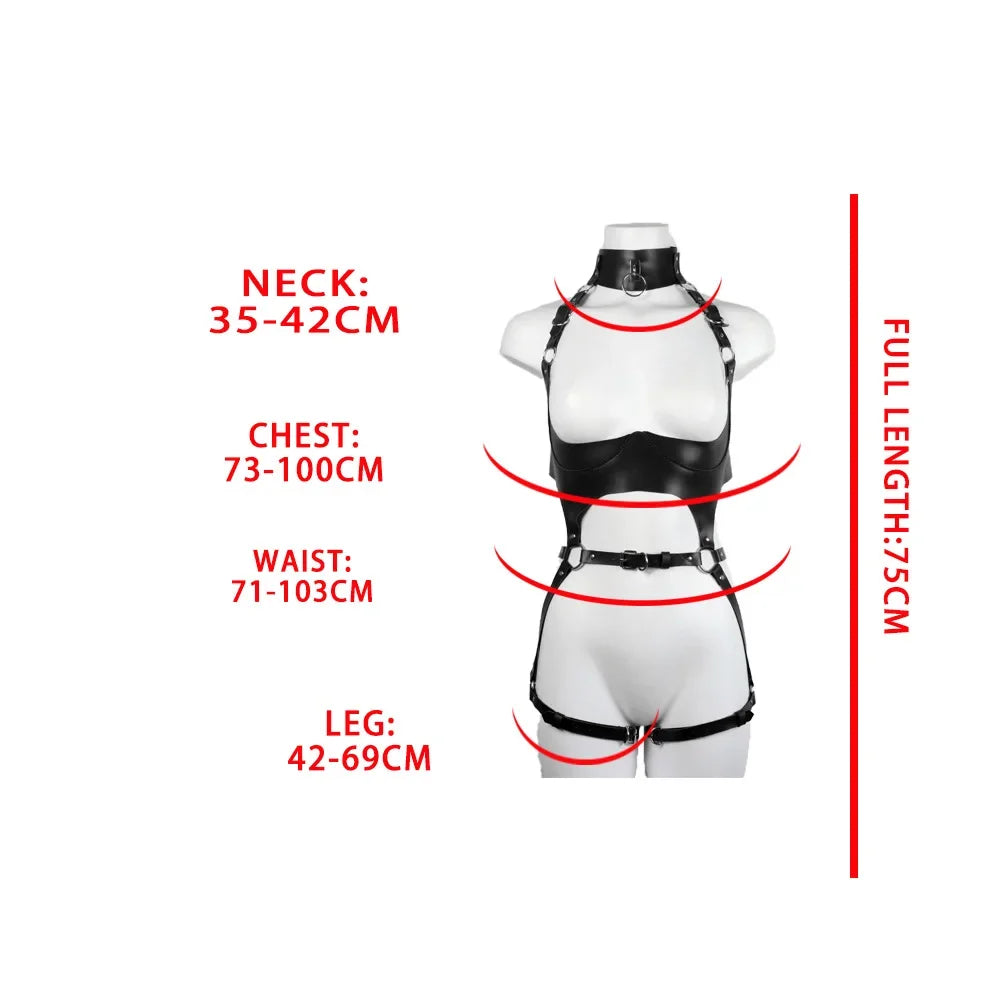 Pink Sexy League Body Bra Women Belt Harness Gothic Leather Garter Harajuku Harness Bra Cage Tight Bondage Adjustable 3 PCS