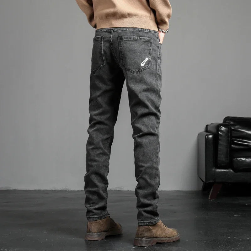 Men's Fashion Vintage Jeans Autumn New Slim Distressed Personalized Pants Male Brand Clothing Denim Trousers Streetwear