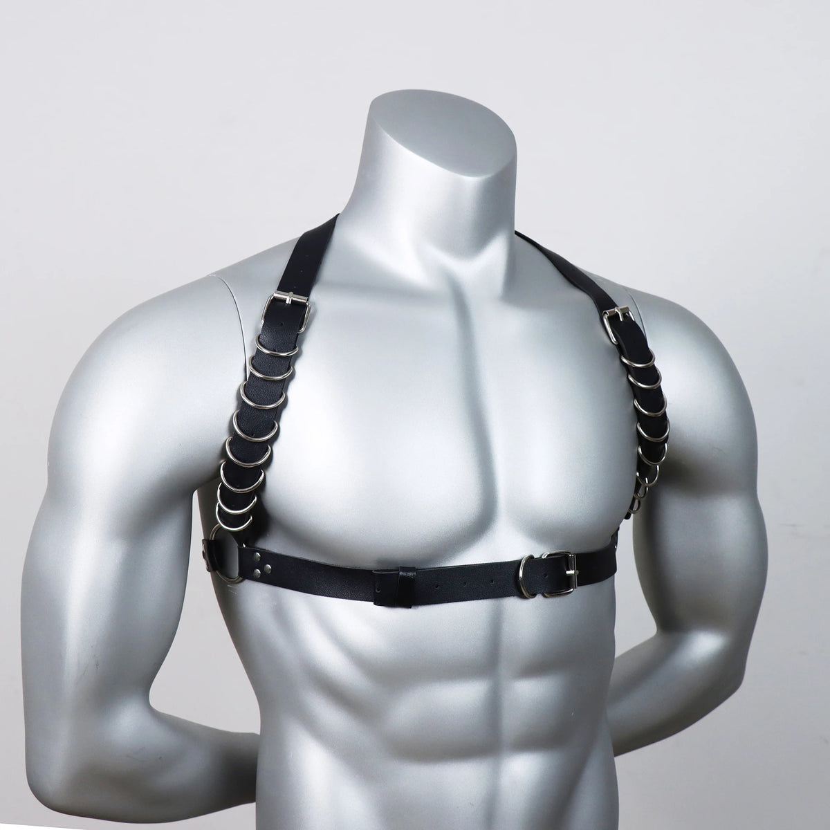 Men Faux Leather Fashion Adjustable Chest Harness Body Belt Harness,Gothic Style Harness, Multi-Point Adjustments