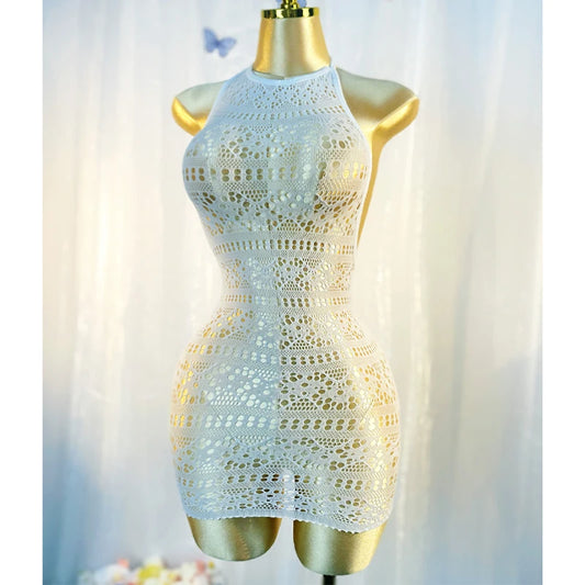 Sexy Cover Up Hollow Out Fishnet Dress without Bikini Summer Holiday DSH698