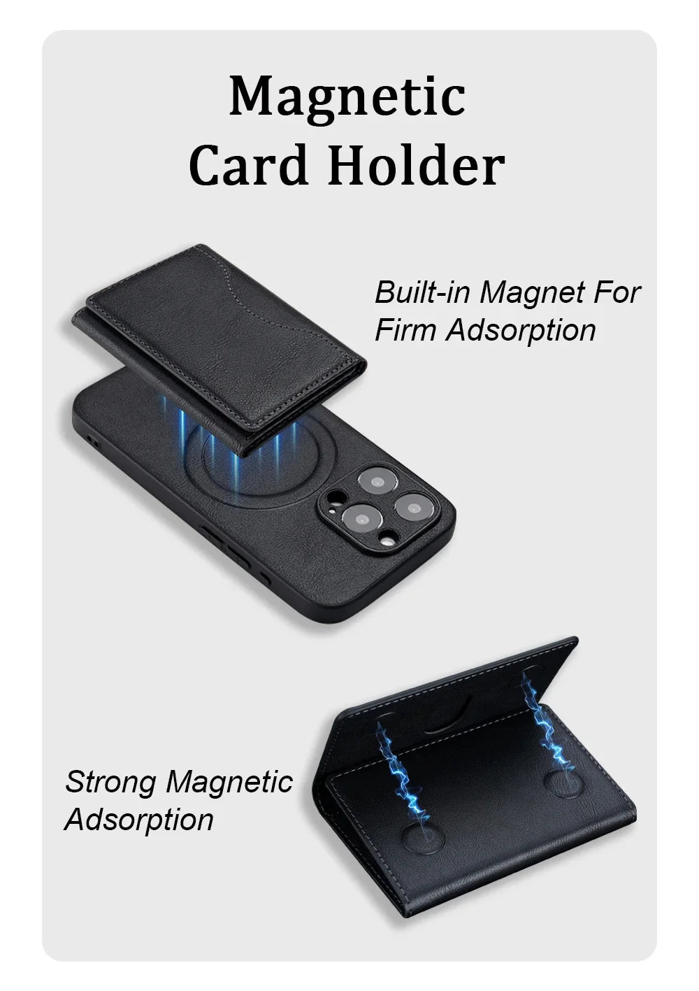 Strong Magnetic Folding Wallet Card Holder Leather Case for IPhone 17 16 Pro Max for MagSafe Stand Cover for Samsung