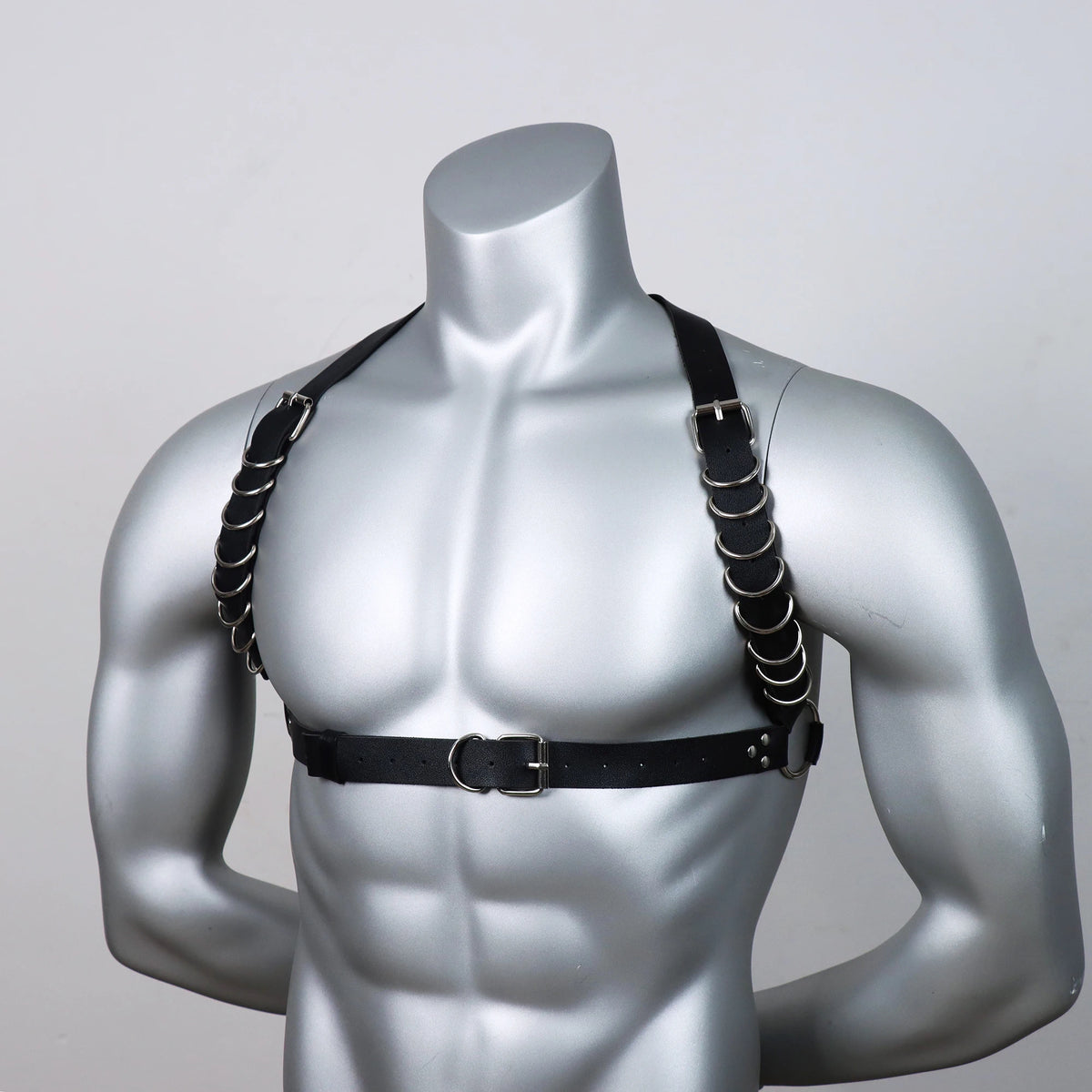 Men Faux Leather Fashion Adjustable Chest Harness Body Belt Harness,Gothic Style Harness, Multi-Point Adjustments