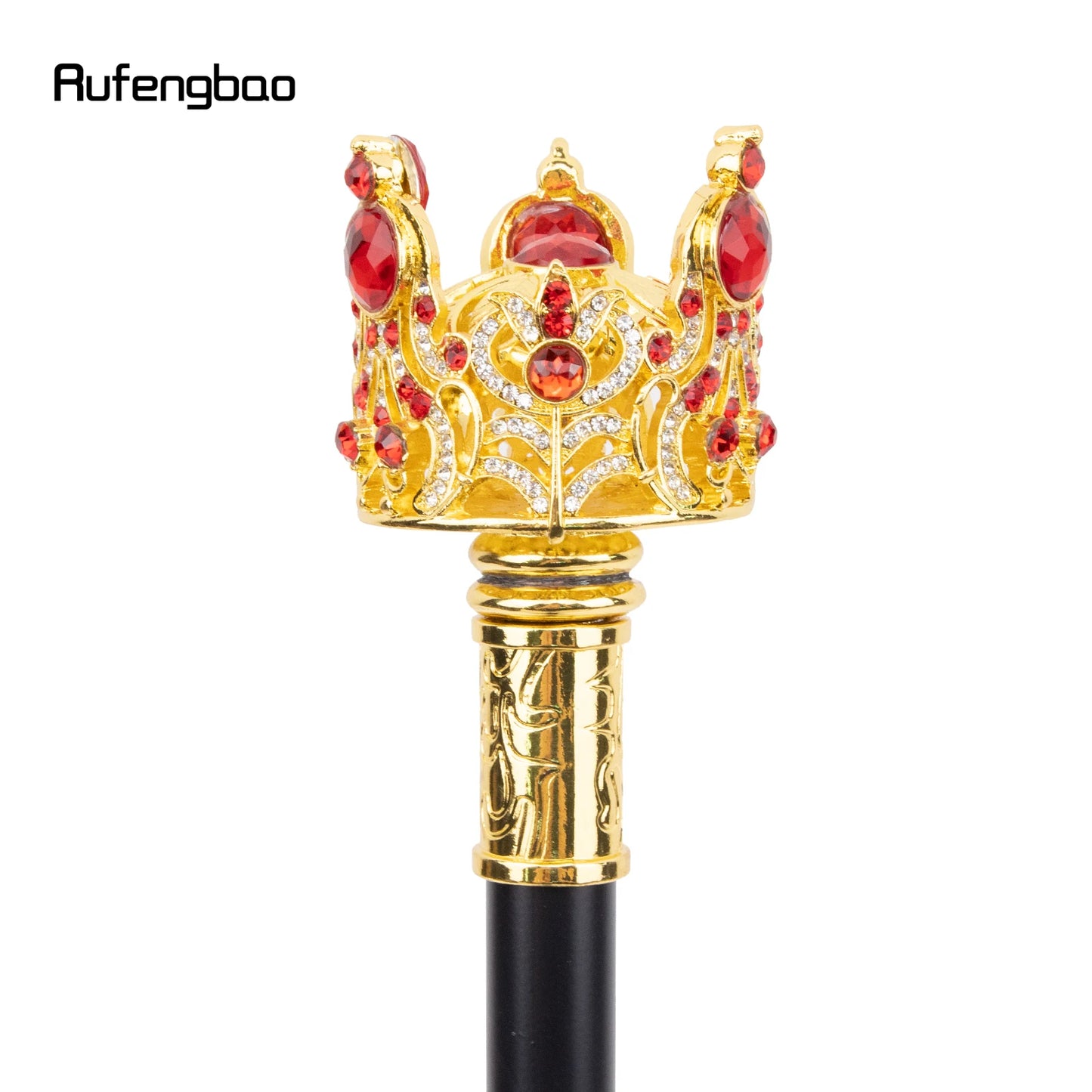 Red Diamond Type Golden Walking Cane Fashion Decorative Walking Stick Gentleman Elegant Cosplay Cane Knob Crosier 93cm