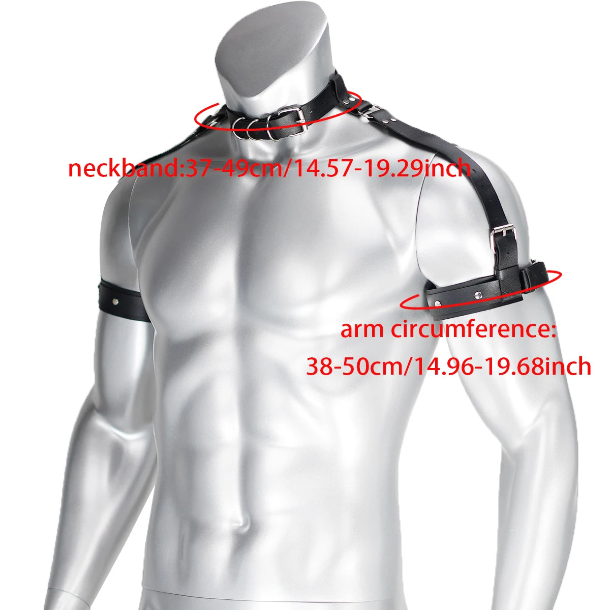 Mens PU Leather Harness Double Shoulder Armors Buckles Sexual Body Chest Harness Belt for Adult Sex Cosplay Halloween Party