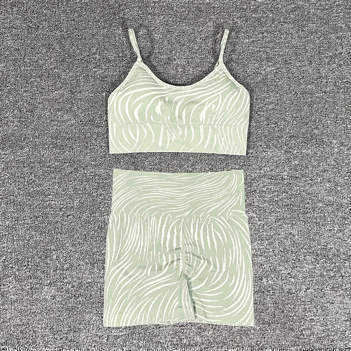 Sports Set Women Shorts Fitness Tights Seamless Yoga Set Crop Top Running Stretch High Waist Leggings Gym Sets Womens Outfits