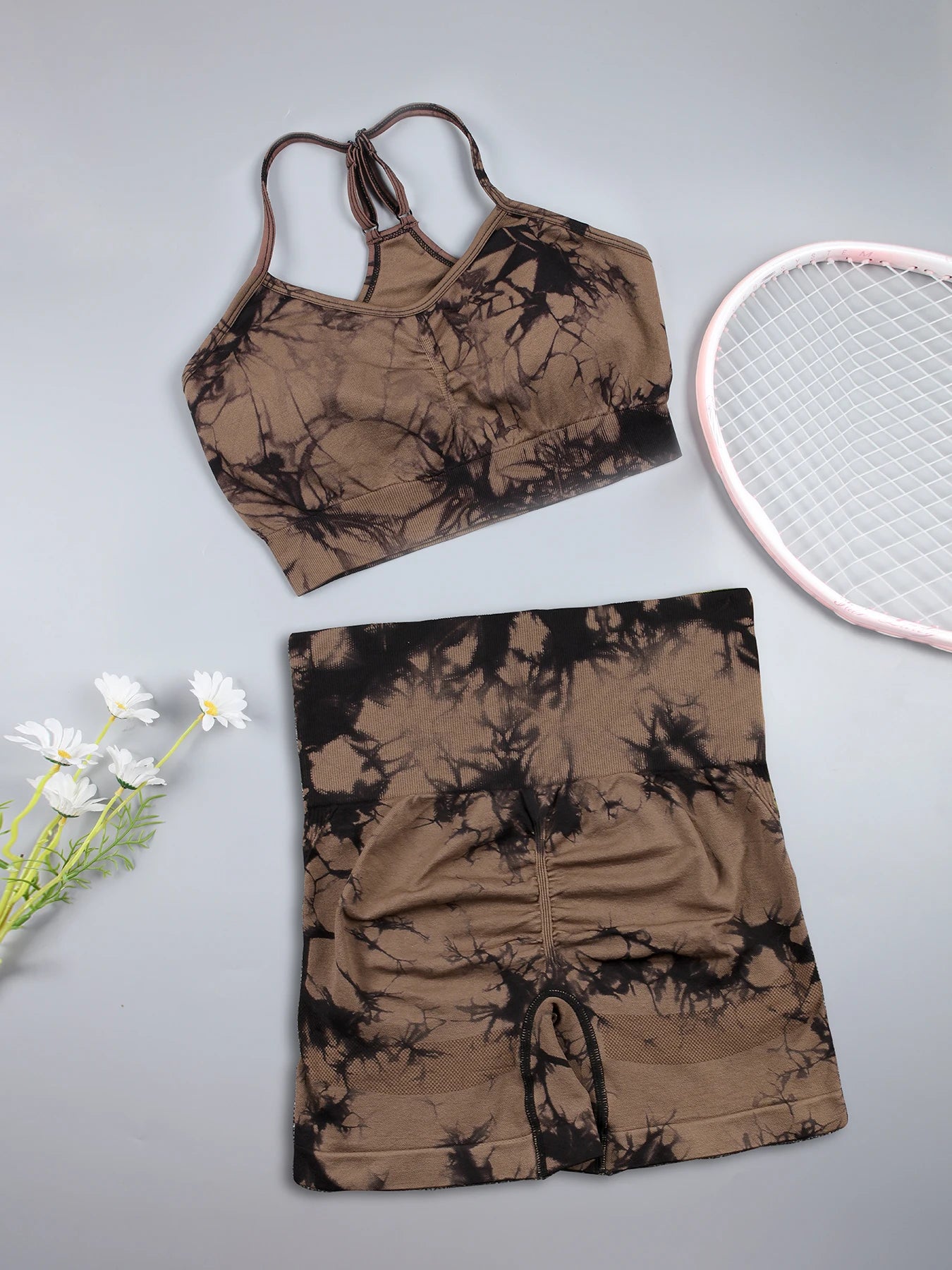 Tie Dye Sexy Push Up Gym Shorts Woman Skinny Stretch High Waist Fitness Shorts Sets Running Outdoors Fashion Sport Pants