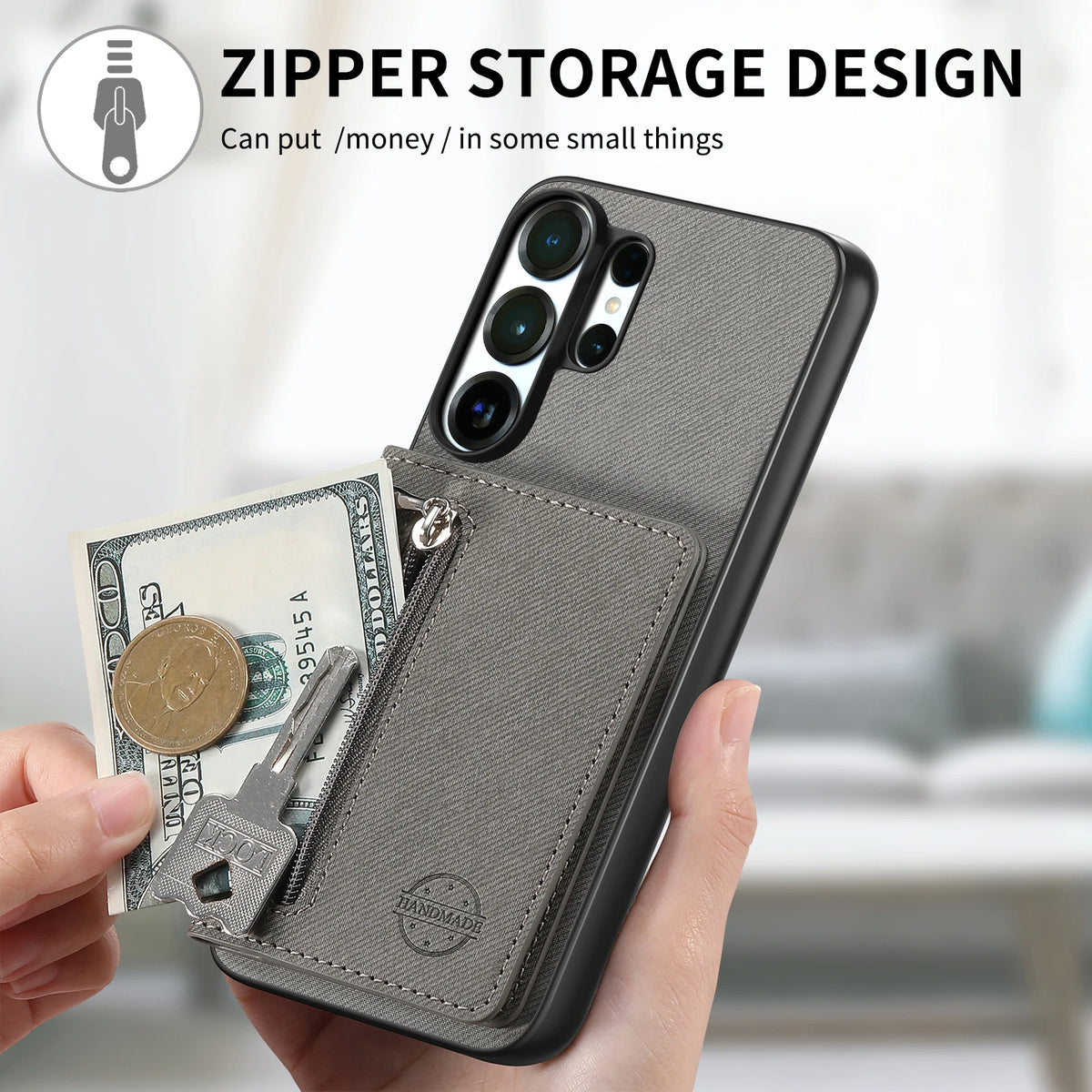 Zipper Cards Wallet Leather Phone Case For Samsung Galaxy S26 S24 S23 S22 Ultra Plus S23 S26 S25FE Purse Card Holder Stand Cover