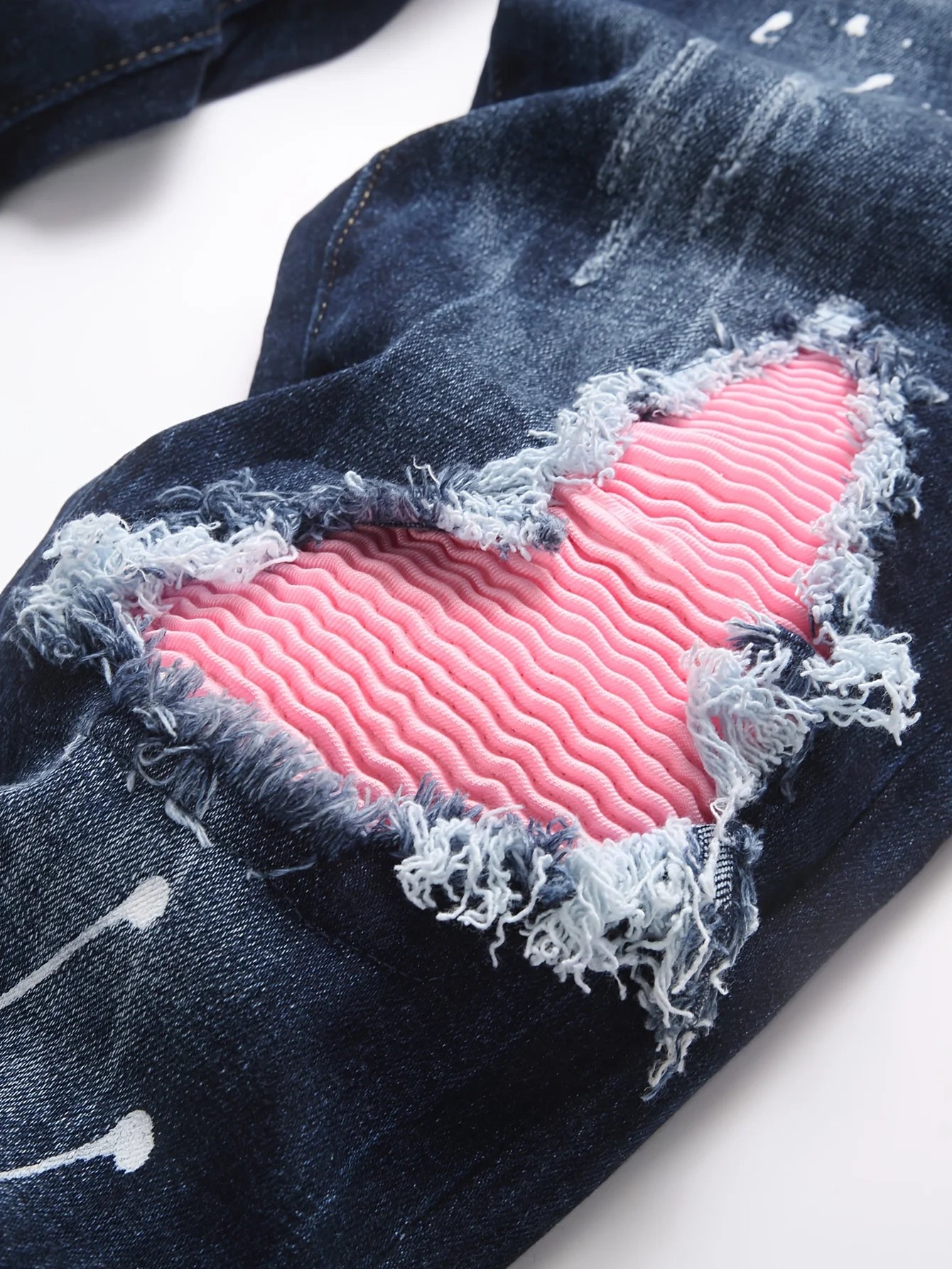 Men Skinny High Stretch Ripped Denim Jeans for Man Casual Pants Slim Fit Biker Trousers Hole Patchwork Paint Splatter Male Jeans
