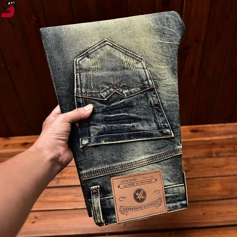 Luxury Soft Jeans Men's Fall New Design Trendy Slim Fit Stretchy Pants Elegant Business Casual Wardrobe Essential trousers