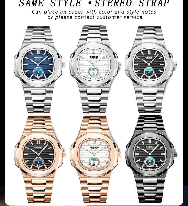 BINBOND New Casual Business Clock Men Luxury Quartz Watch Luminous Waterproof Date Fashion Quartz Wrist watches Relógio Homem