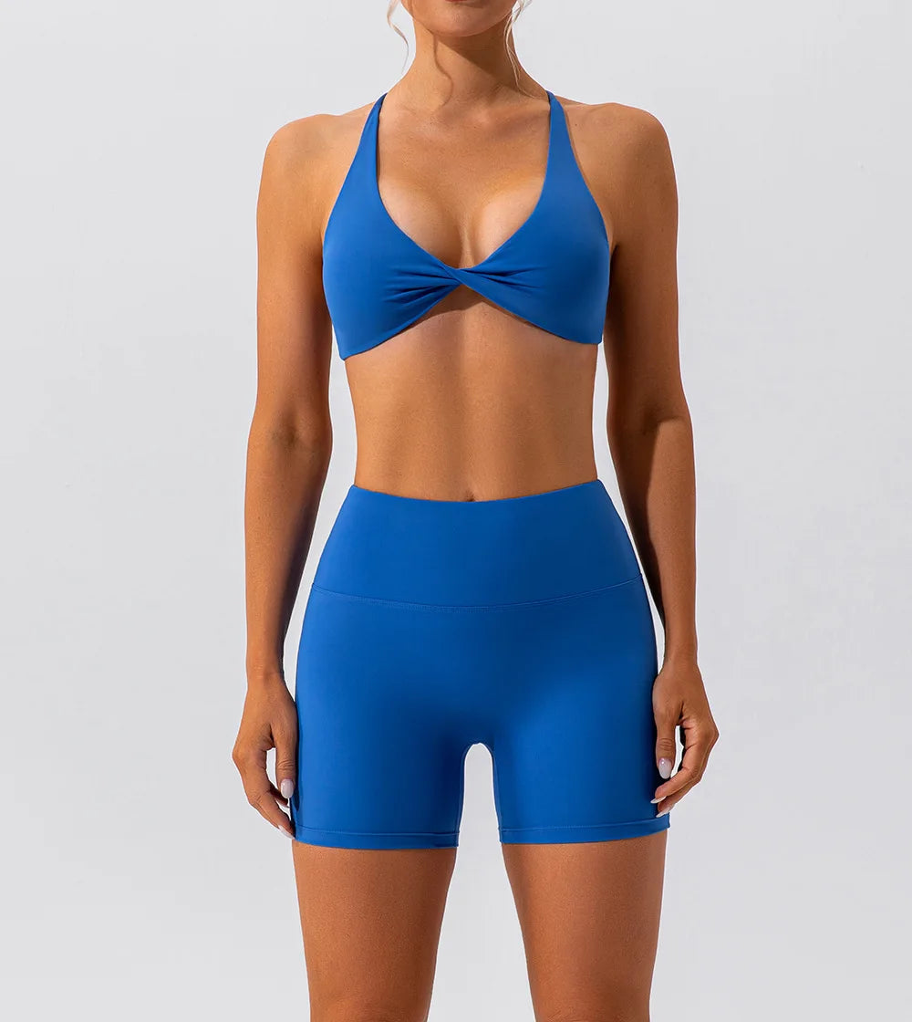 Sexy Gym Yoga Set Women Summer Seamless Sports Suits Fitness Workout Clothes Women's Tracksuits Sports Bra High Waist Shorts