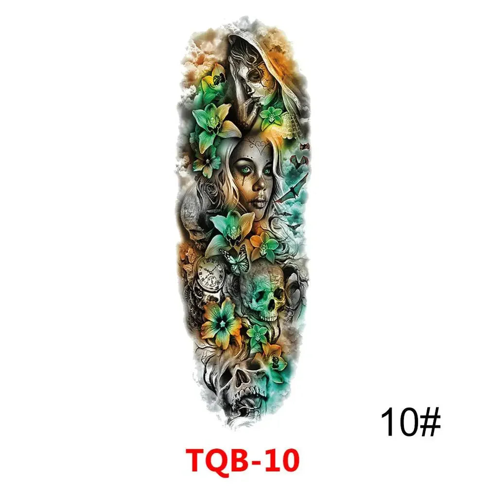 Waterproof Temporary Tattoo Sticker Full Arm Large Skull Old School Tatoo Stickers Flash Fake Tattoos for Men Women