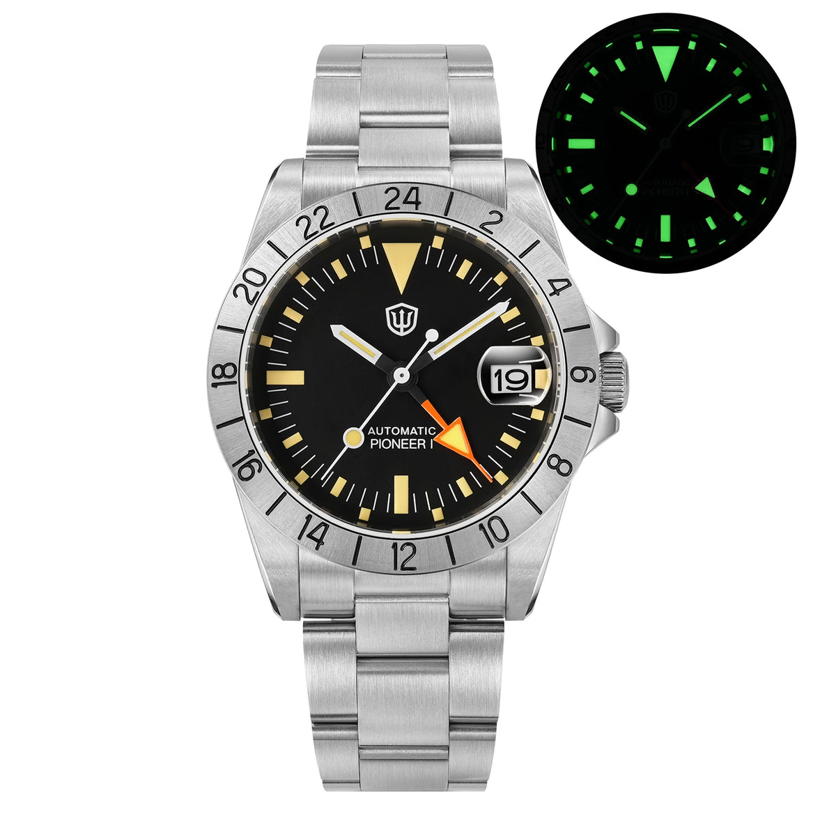 Watchdives WD16570 V2 Pioneer Watch NH34 Automatic Movement Sapphire Crystal 20Bar Waterproof Luminous 37mm GMT Watches