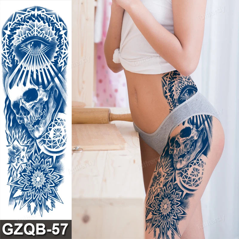 Full Arm Sleeve Temporary Tattoos Juice Ink Lasting Semi Permanent Body Art Sexy Large Fake Tattoo for Men Women Adult Beauty