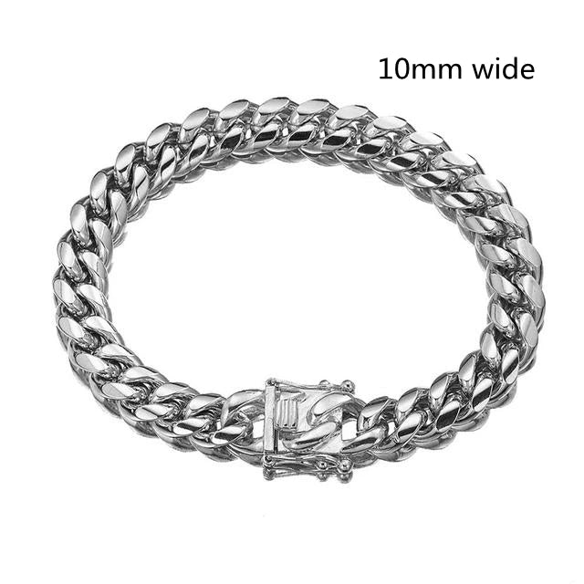 Gold Color/Rose Gold Stainless Steel Curb Cuban Link Chain Bracelet Bangle Jewelry 7-11inch for Men Women 8/10/12/14/16/18mm