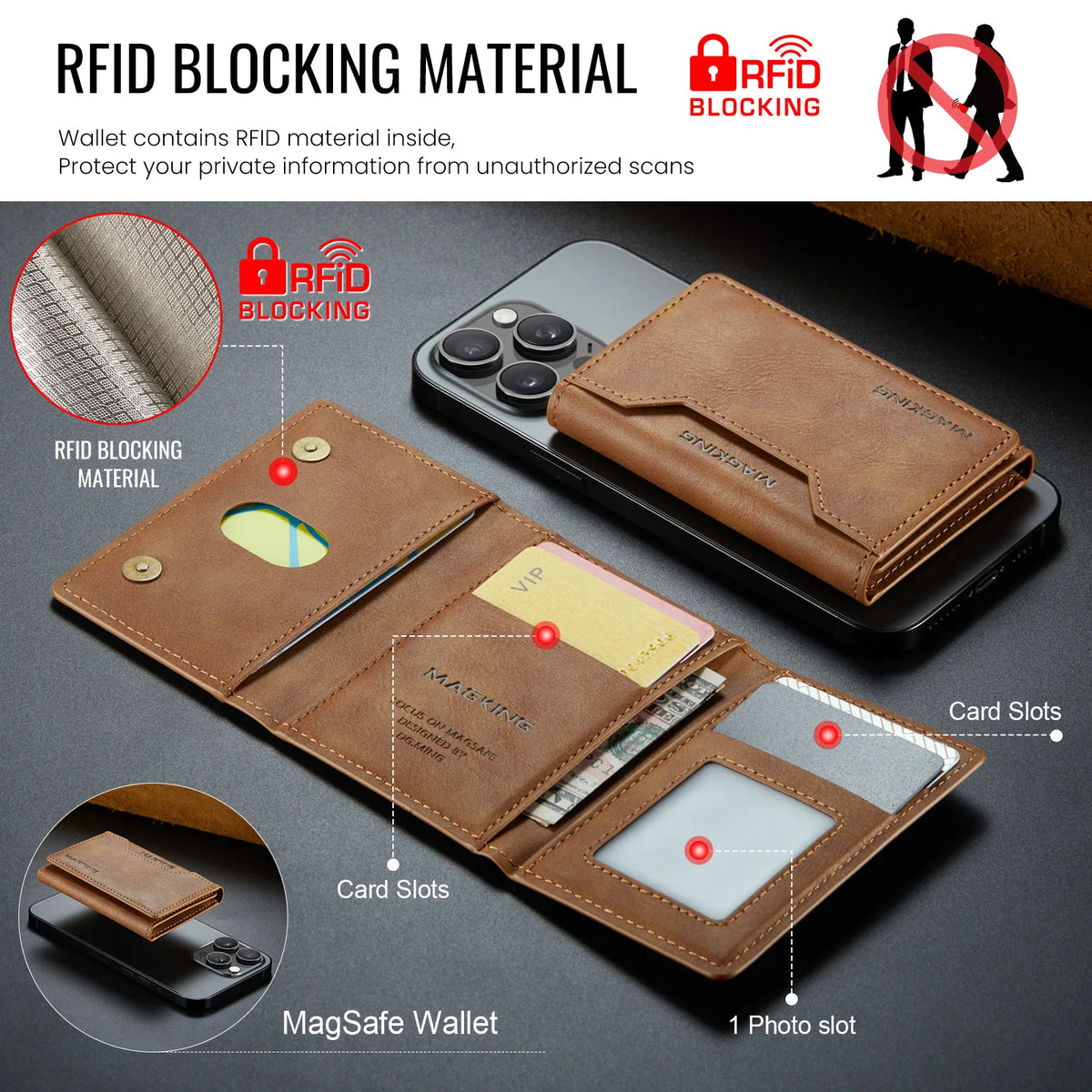 For IPhone 12 13 14 15 16 17 18 Pro Max For Magsafe Leather Wallet Magnetic Cellphone Card Holder Bank Card Strong Magnet Case