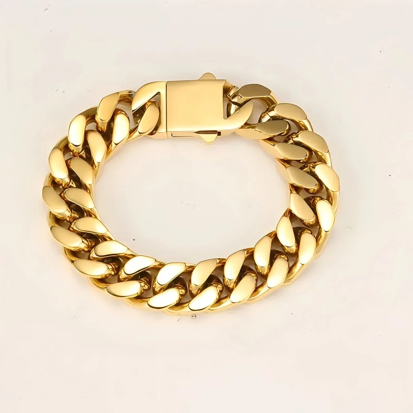 Stainless steel, 12mm gold-plated, necklace and hip-hop bracelet kit from the Cuban chain in Miami, gifts for men and women