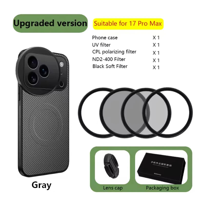 4 in 1 58mm Filter Set for iPhone 17 Pro/Pro Max With Universal CPL UV ND8 Starling Filter Magnetic Wireless Charging Phone Case