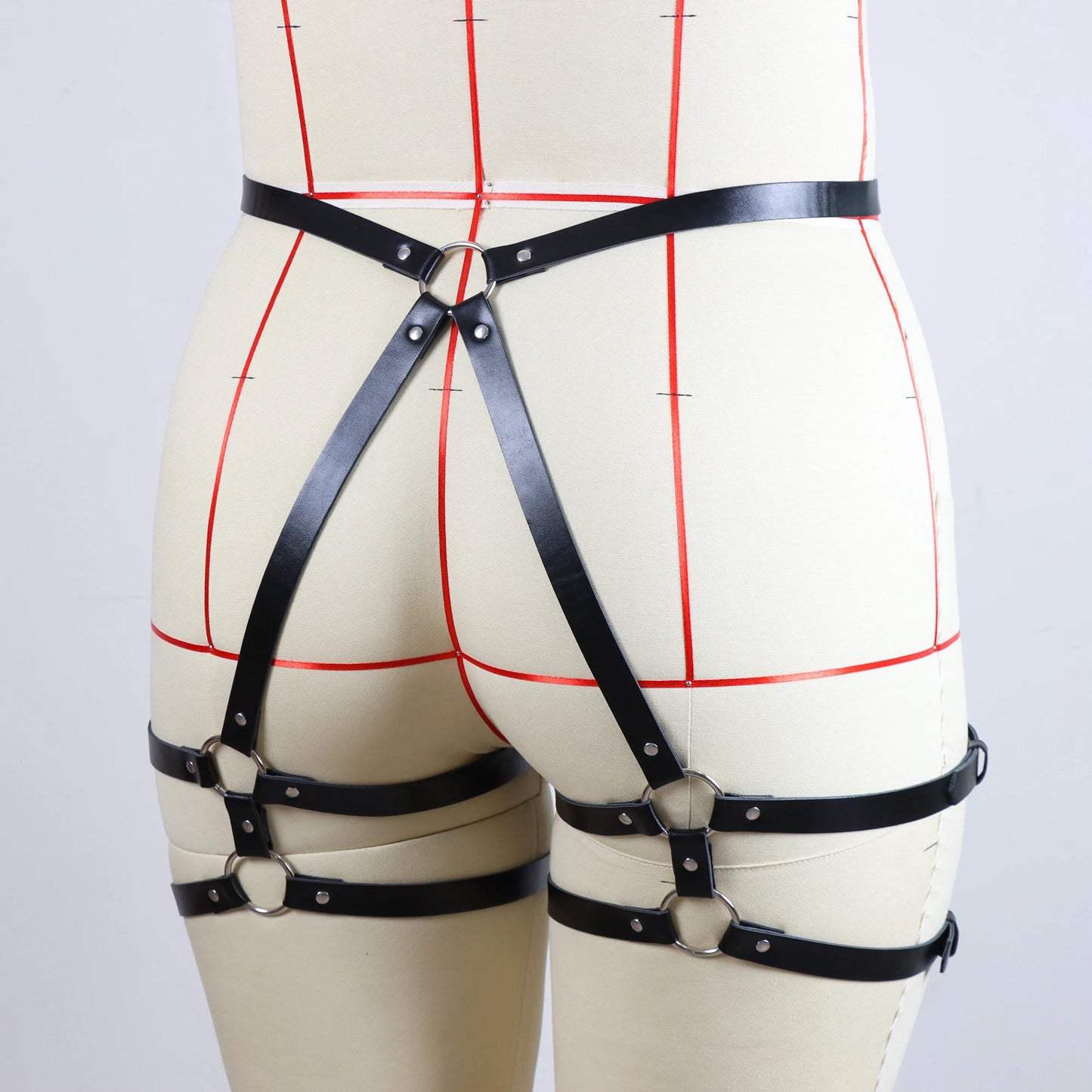 Plus Size PU Leather Garter Belt Goth Woman Lingerie Thigh Butt Suspenders Punk Waist Belt Gothic