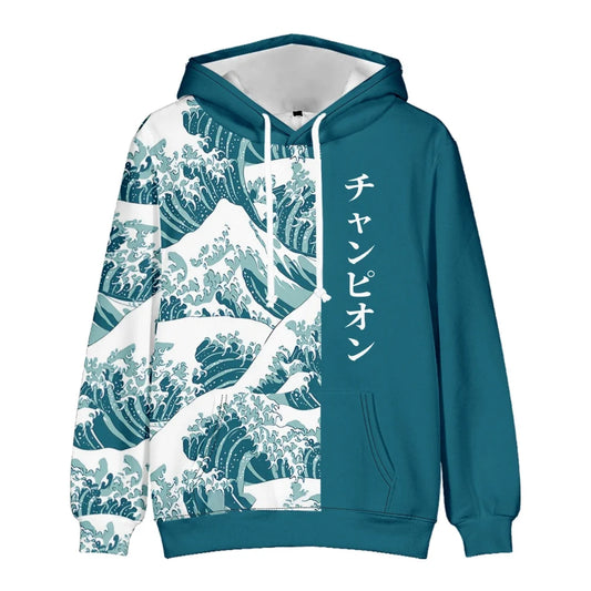 The Great Wave of Kanagawa Hoodies Women/Men Anime Cartoon Hoodie Sweatshirts Fashion Fleece Warm Jacket Streetwear Coats